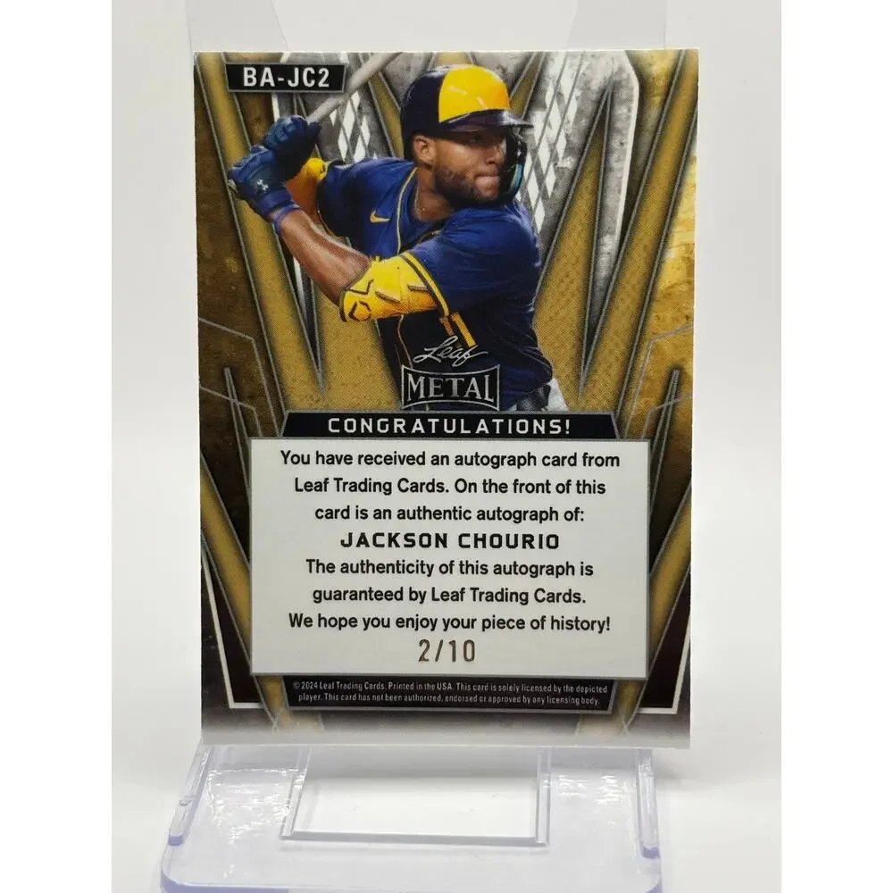 2024 Leaf Metal Jackson Chourio Rookie Silver Mojo Auto 2/10 SP Brewers RC